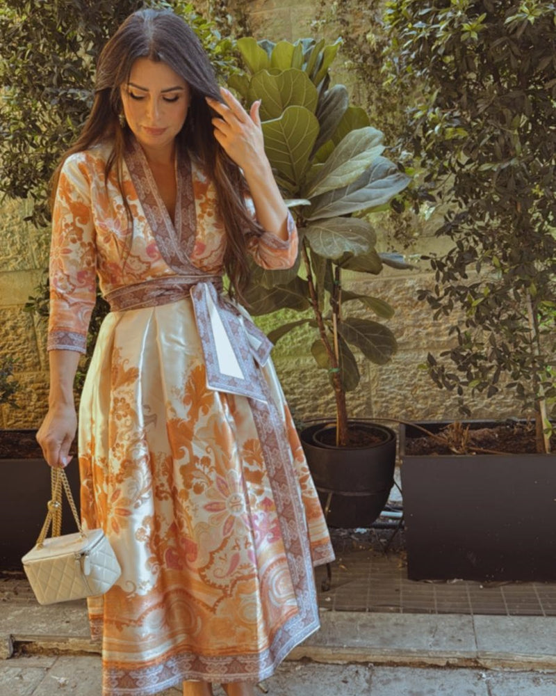 שמלת סטן בלרינה הדפס יפני