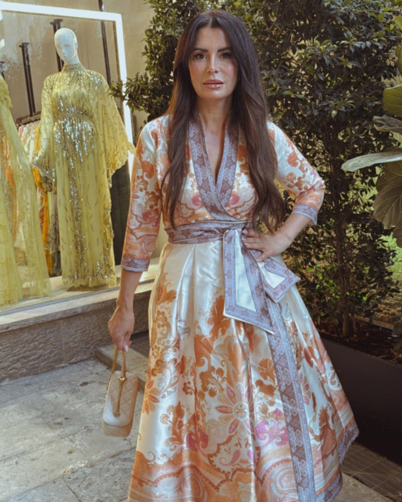 שמלת סטן בלרינה הדפס יפני