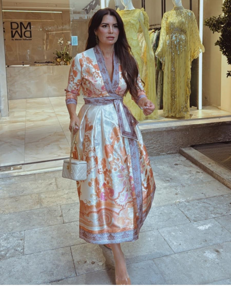 שמלת סטן בלרינה הדפס יפני