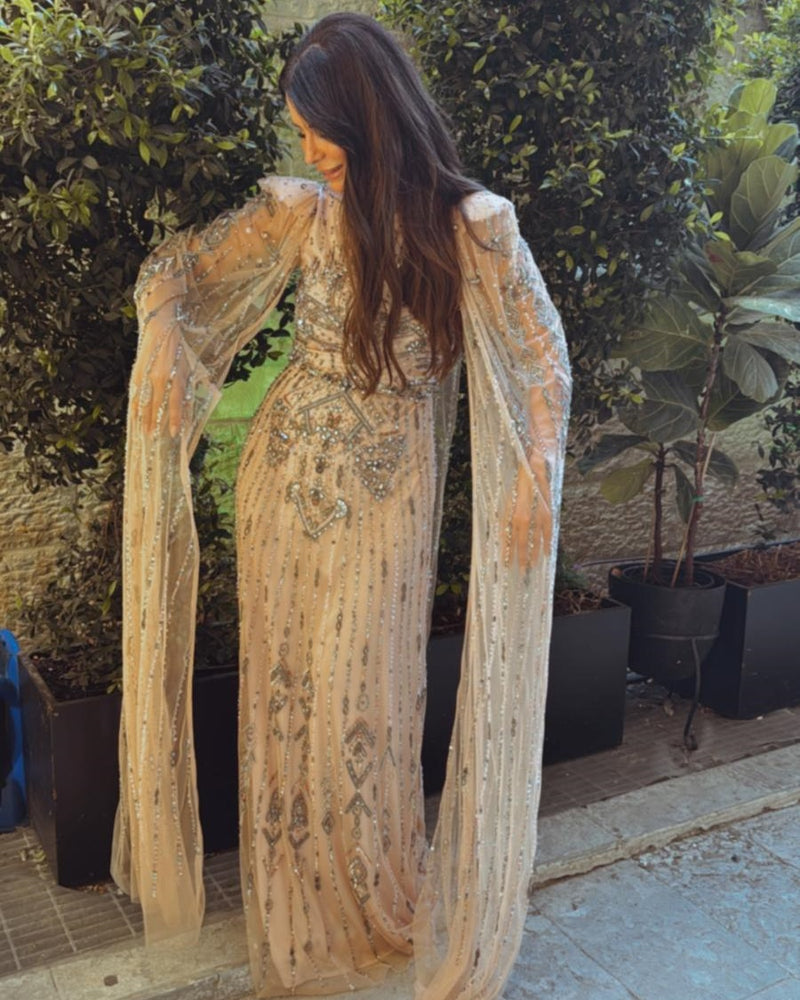 שמלת ערב אבנים כנפיים