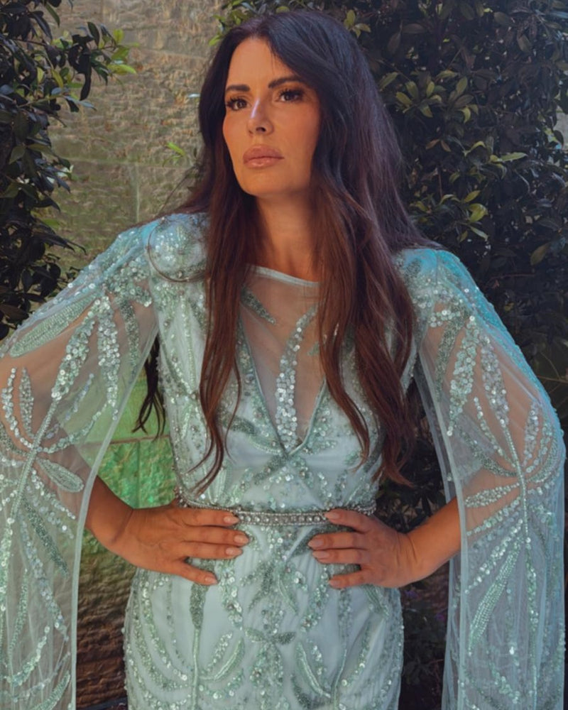 שמלת ערב אבנים עם כנפיים