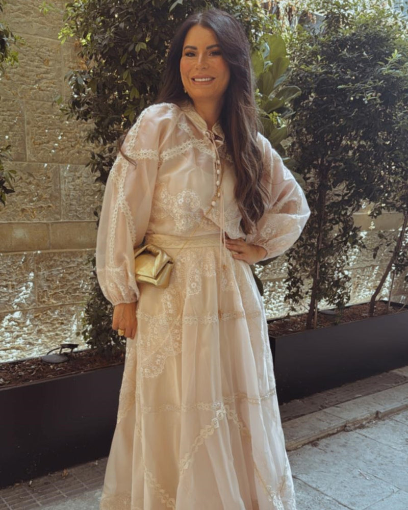 חליפת אורגנזה שילוב תחרה