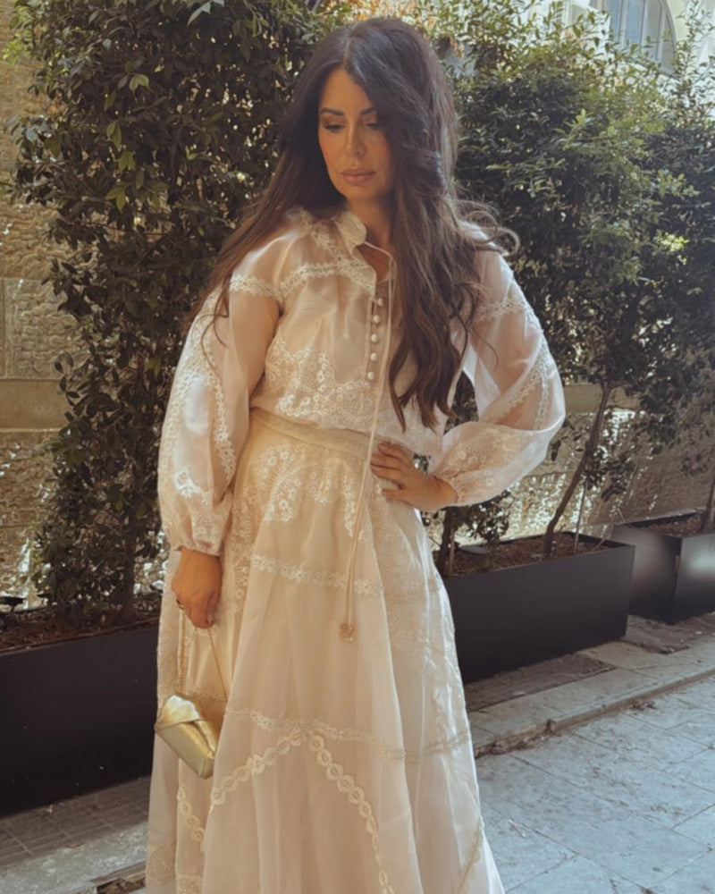 חליפת אורגנזה שילוב תחרה