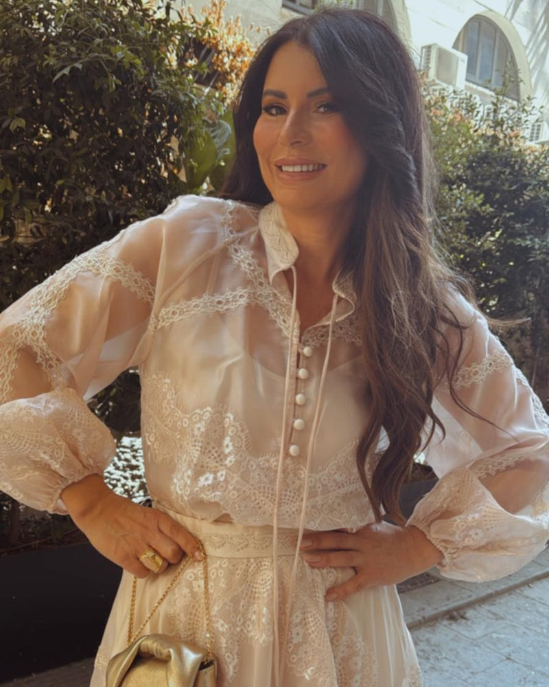 חליפת אורגנזה שילוב תחרה