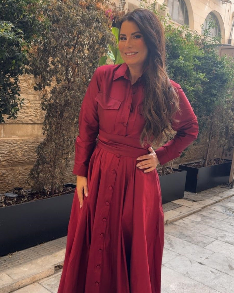 שמלת צווארון משי פראי