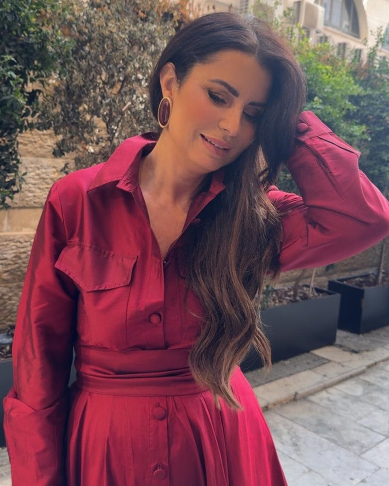 שמלת צווארון משי פראי