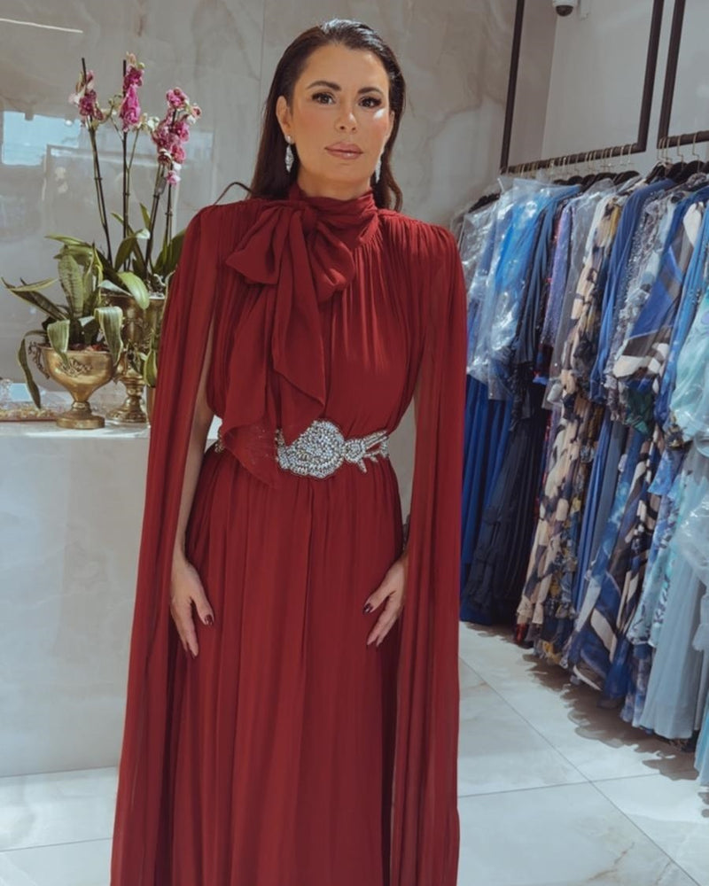 שמלת אירוע כנפיים חגורת אבנים