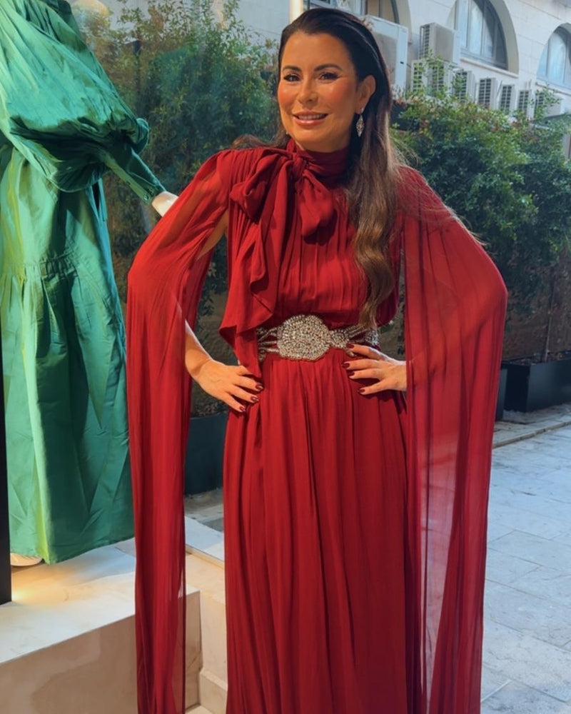 שמלת אירוע כנפיים חגורת אבנים