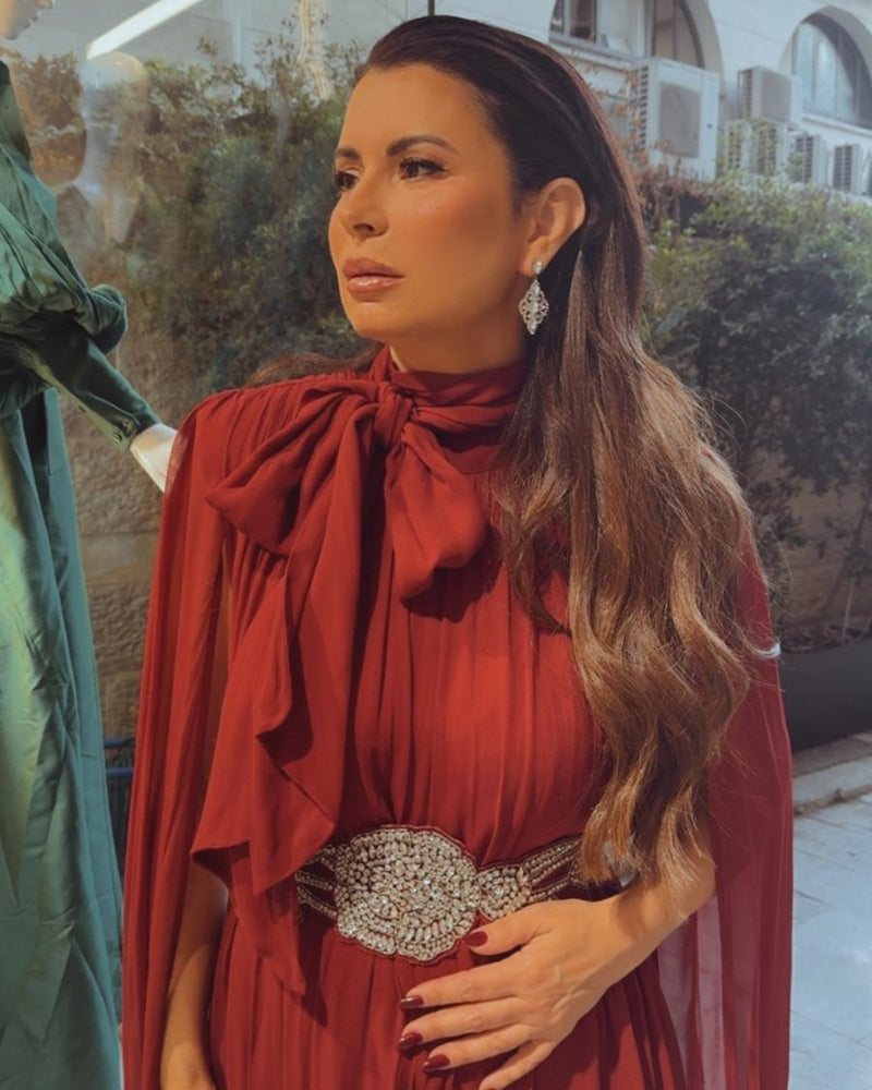 שמלת אירוע כנפיים חגורת אבנים