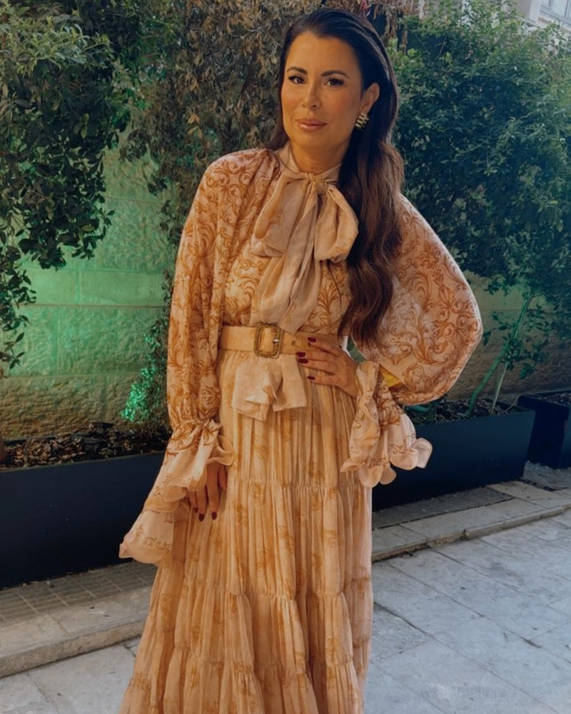 שמלת אירוע משי קלוש צעיף