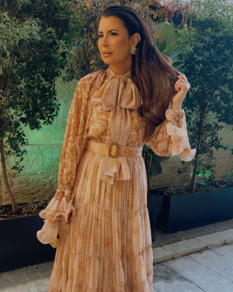 שמלת אירוע משי קלוש צעיף