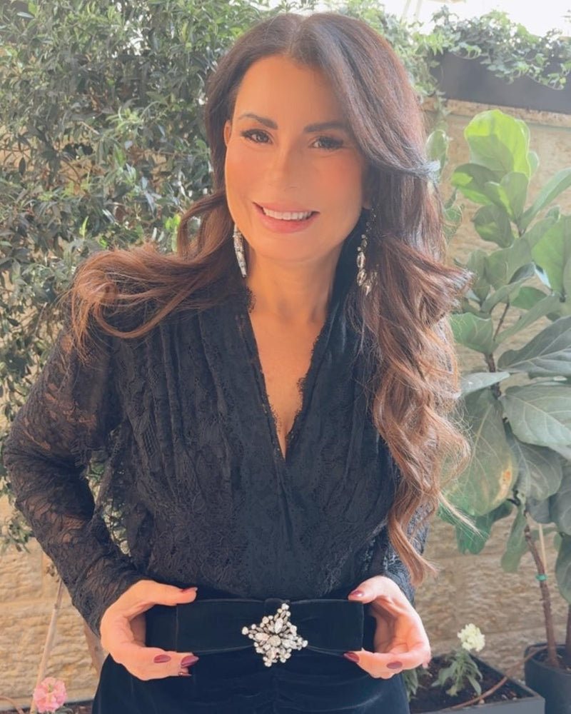 שמלת ערב קטיפה עם שילוב תחרה