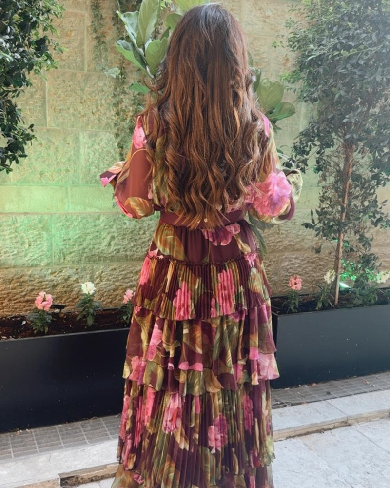 שמלת משי קומות מודפסת