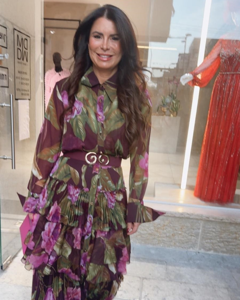 שמלת משי קומות מודפסת